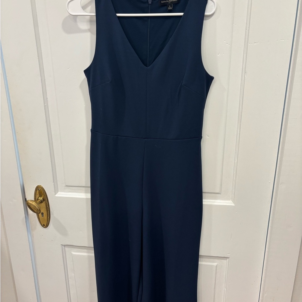Banana Republic Blue Sheath Dress V-Neck Sleeveless